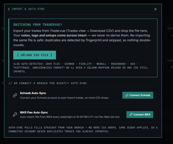 Tapeboard IMPORT_CSV journal_trade