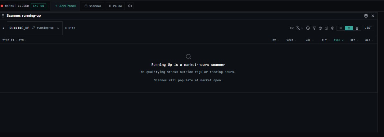 Image of Running Up Menu