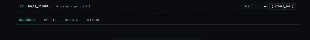 Trade Journal — Dashboard tab